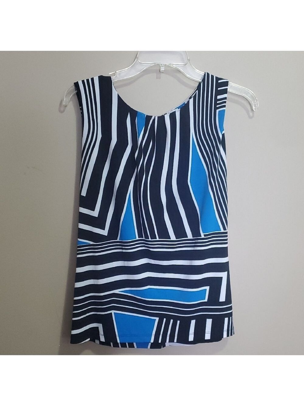 Calvin Klein Blue and Black Striped Blouse Size XL